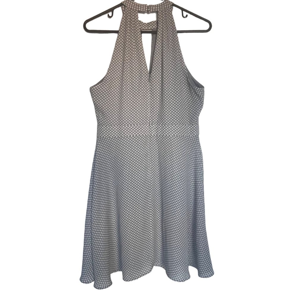 Express Polka Dot Halter Neck Fit & Flair Sleeveless Lined Dress Size 10 - Picture 2 of 8